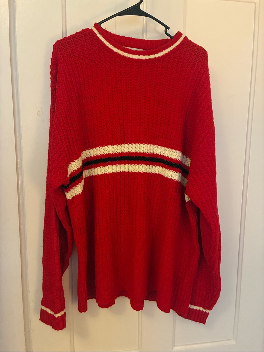 Red Striped Vintage Crewneck Knit Sweater